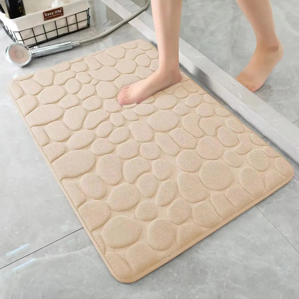 3D Non Slip Bathroom Mat Bath Mats Absorbent Doormat Carpet Cobblestone Embossed Door Floor Mats Machine Washable Quick Drying Quick Pick Grocers